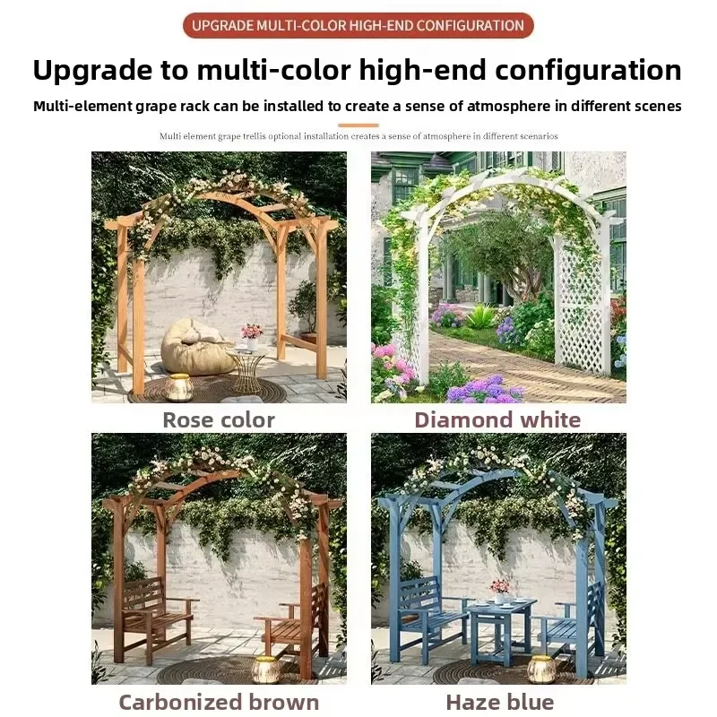 Garden Buildings Outdoor Courtyard Villa Garden Balcony Removable White Wood Pavilion Grape Trellis