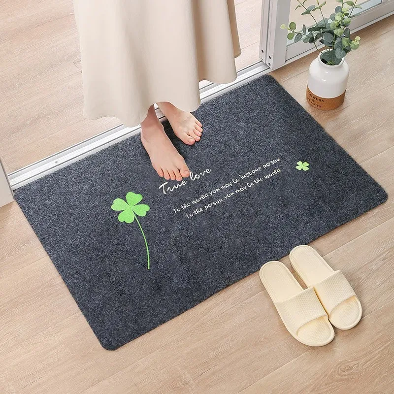 Dandelion and Four-leaf Eiffel Tower Clover Pattern New Entrance Floor Mat for Bathroom Absorbent Foot Door Mat Decoration