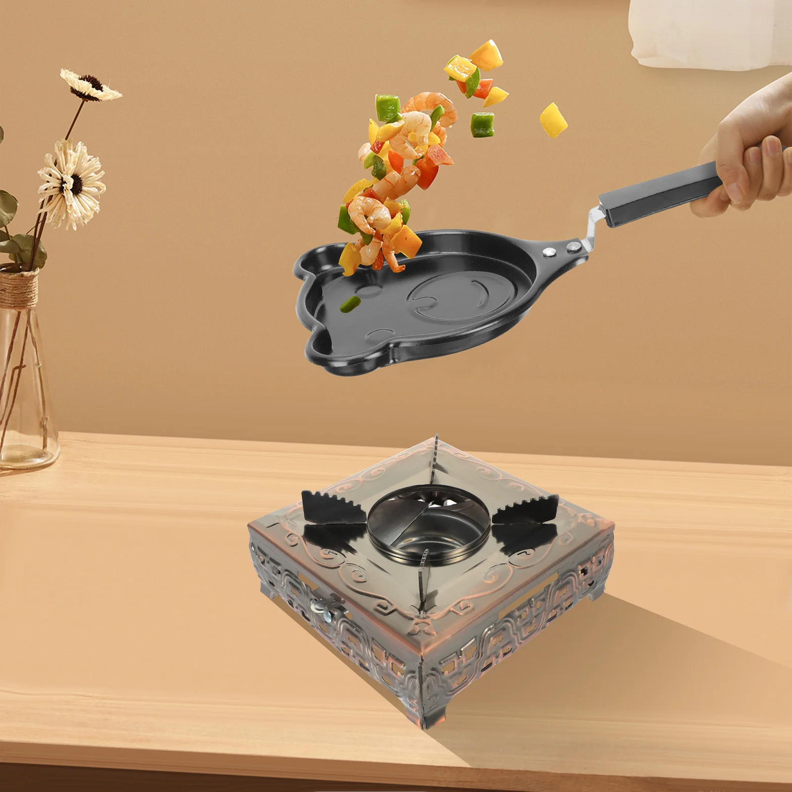 

Convenient Small Stove Portable Outdoor Cooking Stove Stable Support Structure Perfect for Hiking Camping and Outdoor Adventures