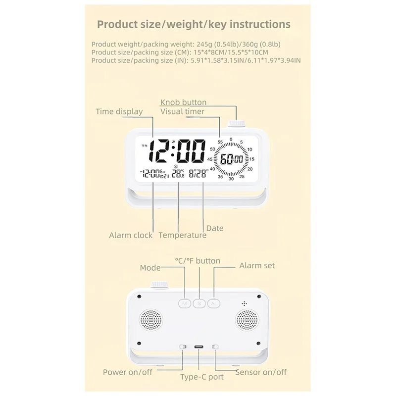 ABHB-LED Time Reminder Digital Clock With Luminous Dial For Teaching And Time Management A