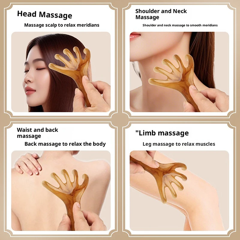 

1 Pcs Head Massager Manual Hair Scalp Massager Gua Sha Five Claw Massage Tool Comb Portable Handheld Resin Relax Tool For Gifts