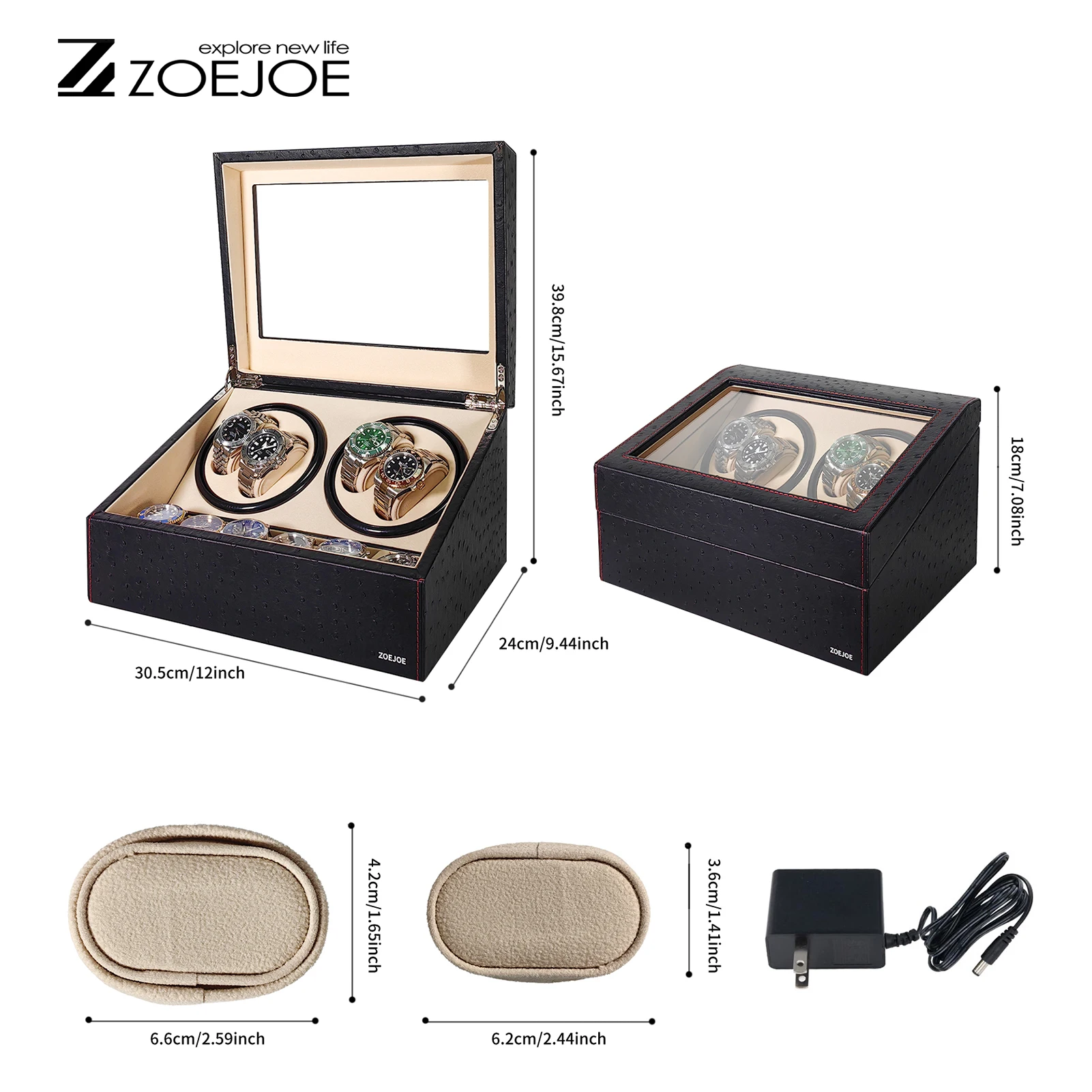 

Automatic Watch Winder 4+6 Slots American-regulated Plug Watch Winder WIth Quiet Motor PU Leather Watch Storage Box Best Gifts