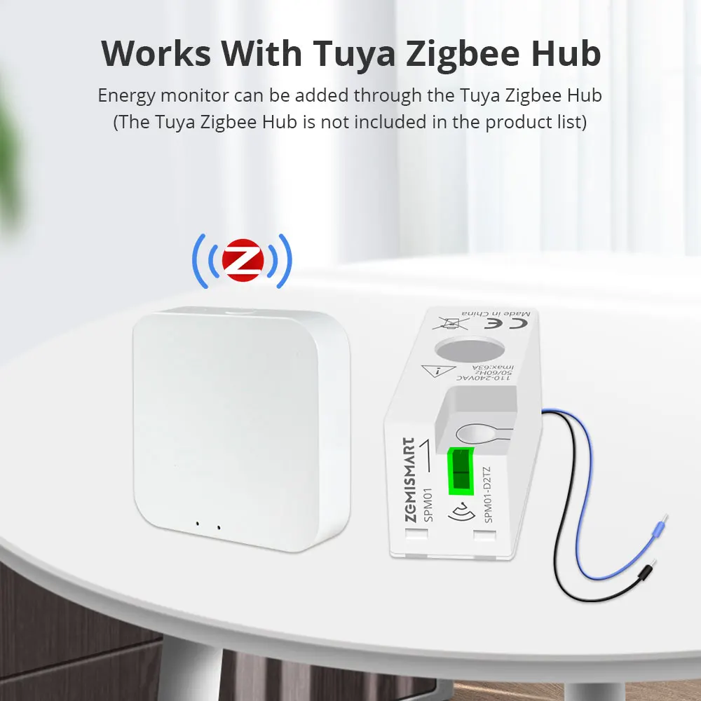 Yagusmart Tuya Zigbee WiFi Smart Home Electric Energy Meter Power Consumption Meter Sensor Zigbee2MQTT Measure Alarm Smart Life