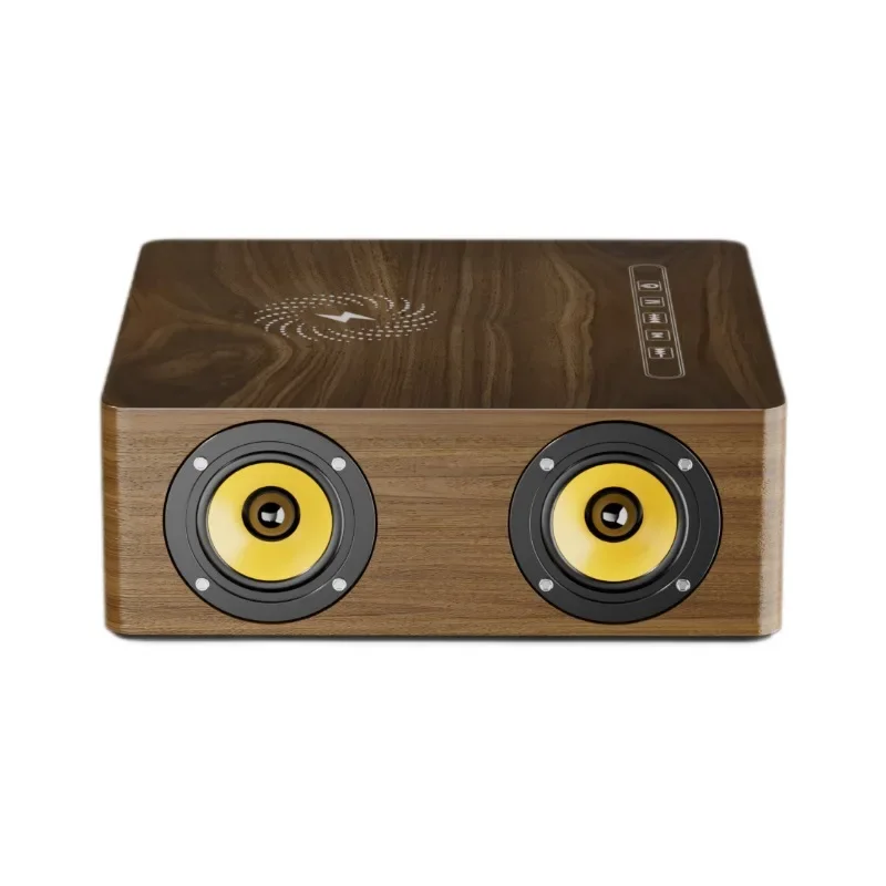 

Bluetooth speaker retro home wooden wireless charging alarm clock touch desktop digital subwoofer