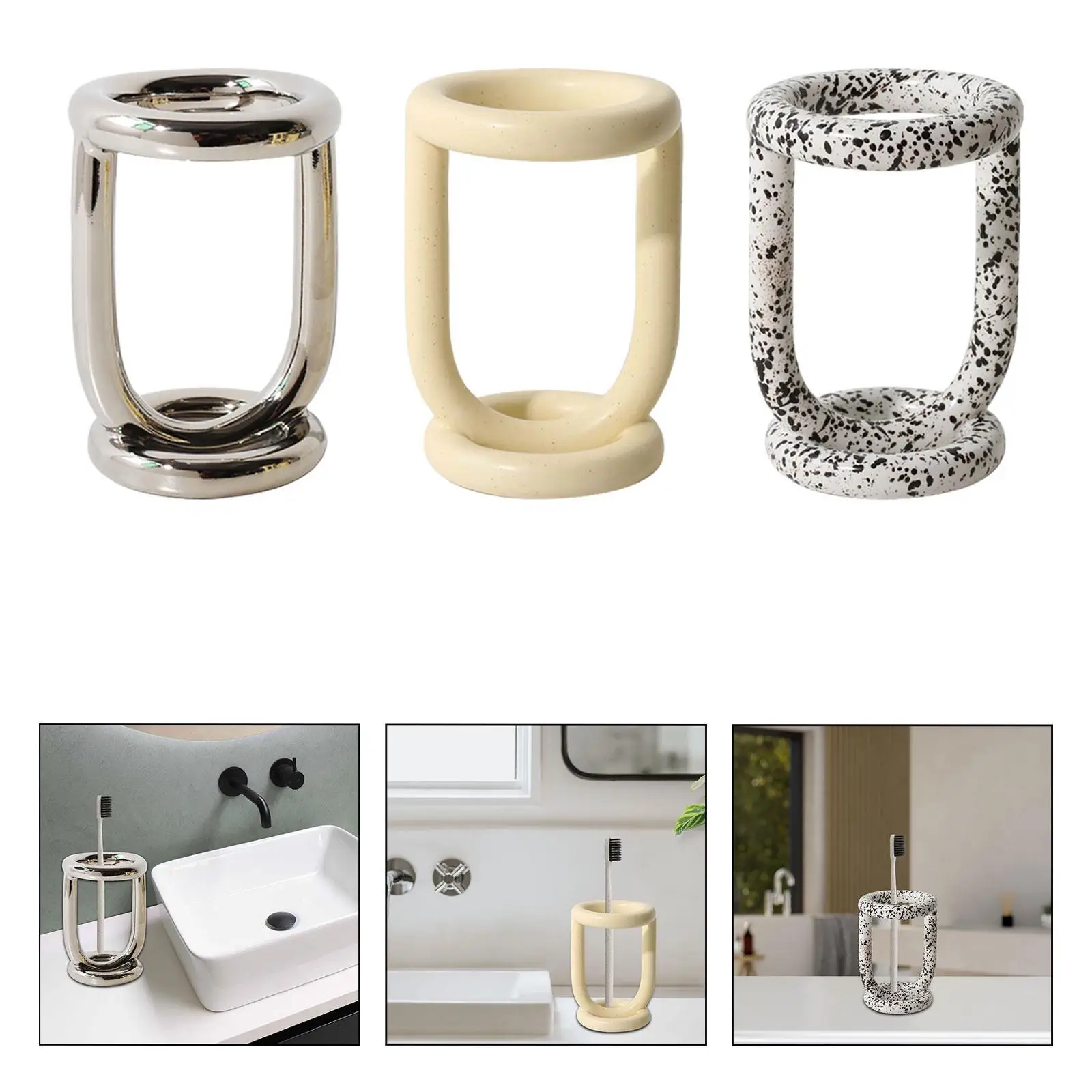 

Toothbrush Holder Space Saving Decorative Non Slip Base Versatile Bathroom Accessories for Vanity Sink Dormitory Home Hotel