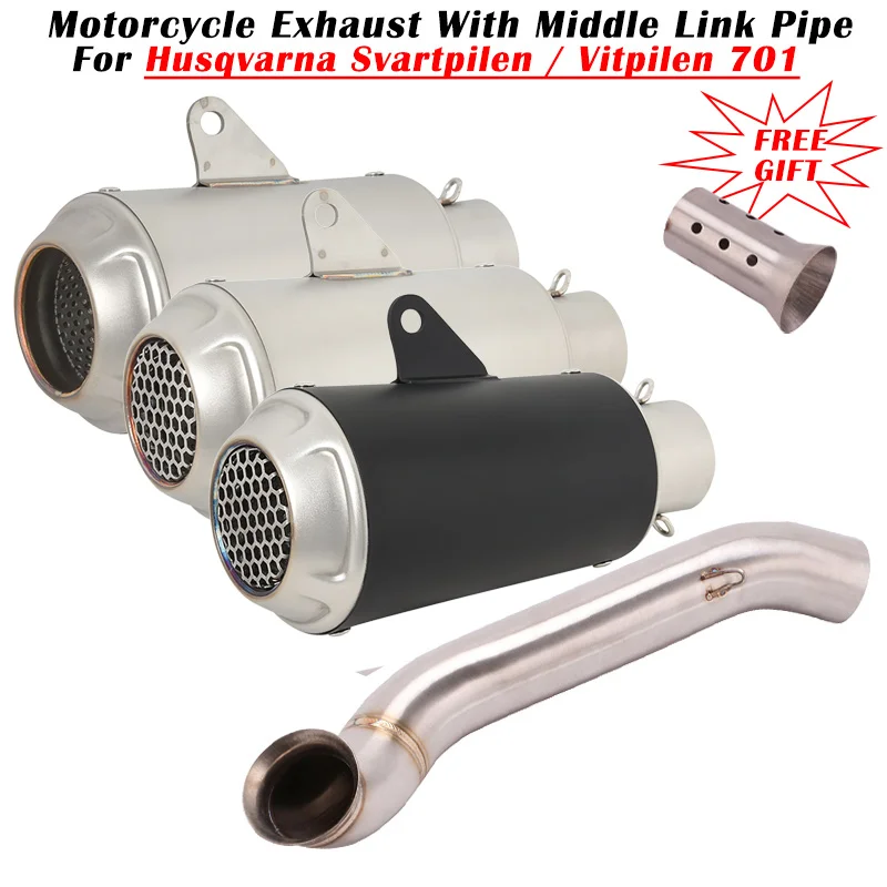 

For Husqvarna Svartpilen Vitpilen 701 Motorcycle Exhaust System Escape Modified Muffler Middle Link Pipe DB Killer No Catalyst