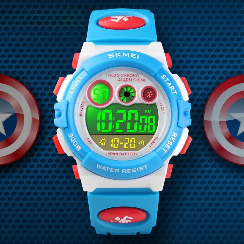 ساعة أطفال متعددة الوظائف مقاومة للماء ملونة LED مضيئة وشفافة للطلاب ساعة إلكترونية للشباب والرياضات الخارجية