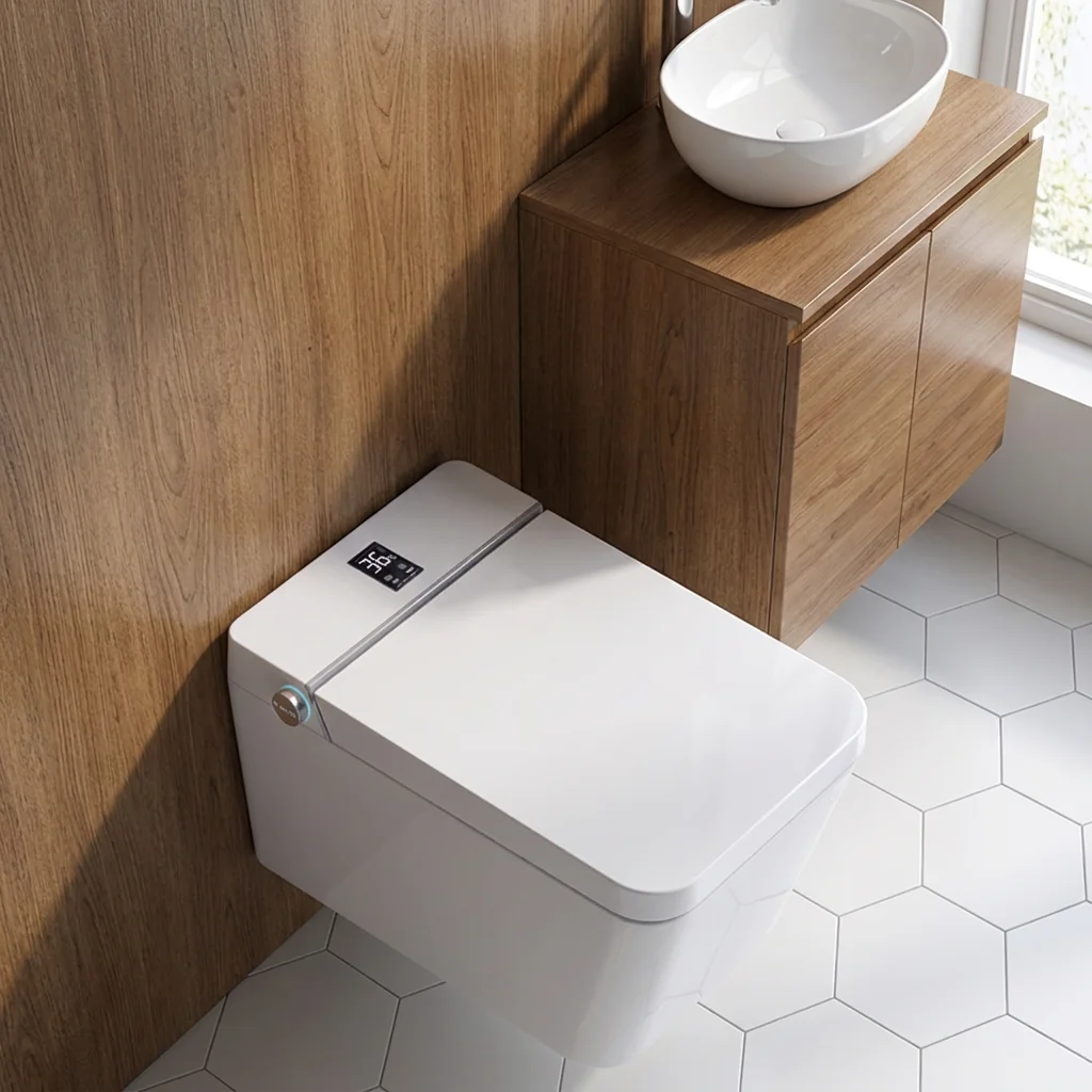 Modern Design Automatic Remote Control Heated Washing Seat Movable Nozzle Elongated Bowl Wall-Mounted Smart Toilet for Female