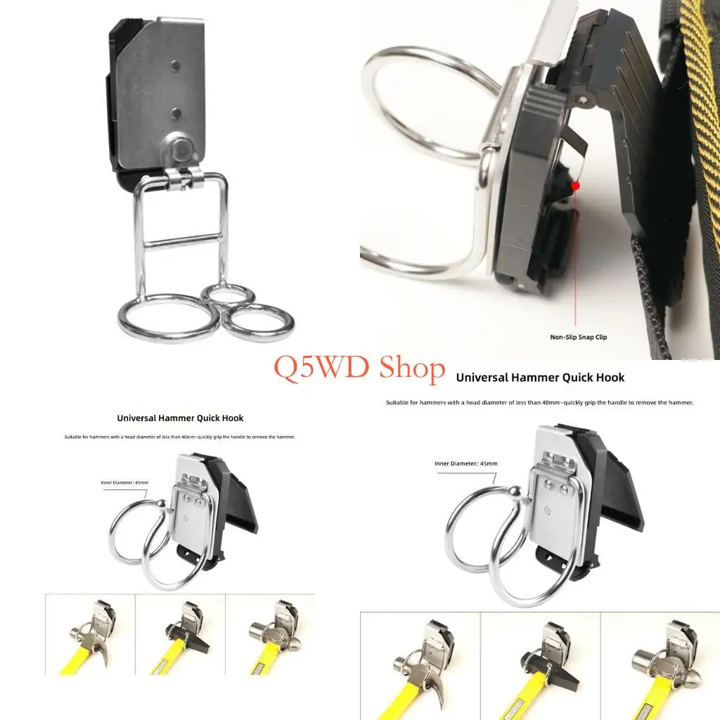 Q5WD Industrial Belt Hammer Holder Quick Release Metal Hammer Hanger Tool Loop Organization Easy Storage Accessories