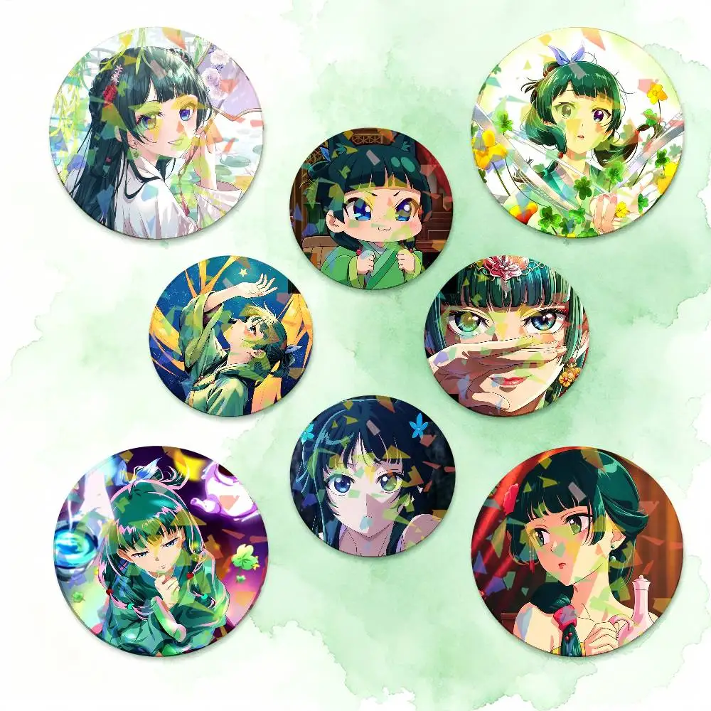 Anime The A-Apothecary D-Diaries Round Badge Lapel Pins for Backpacks Briefcase Laser Brooch Clothes Gifts
