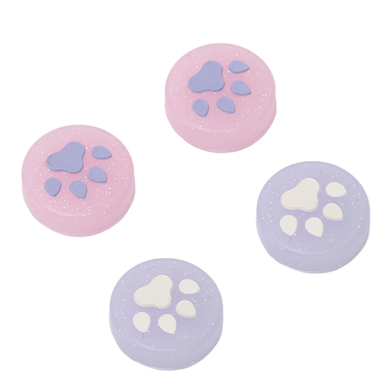Joystick Cover Prevent Slip Glittering Cute Cat Paw Shape Silicone Thumb Grip Cover for Nintendo Switch for Switch Lite