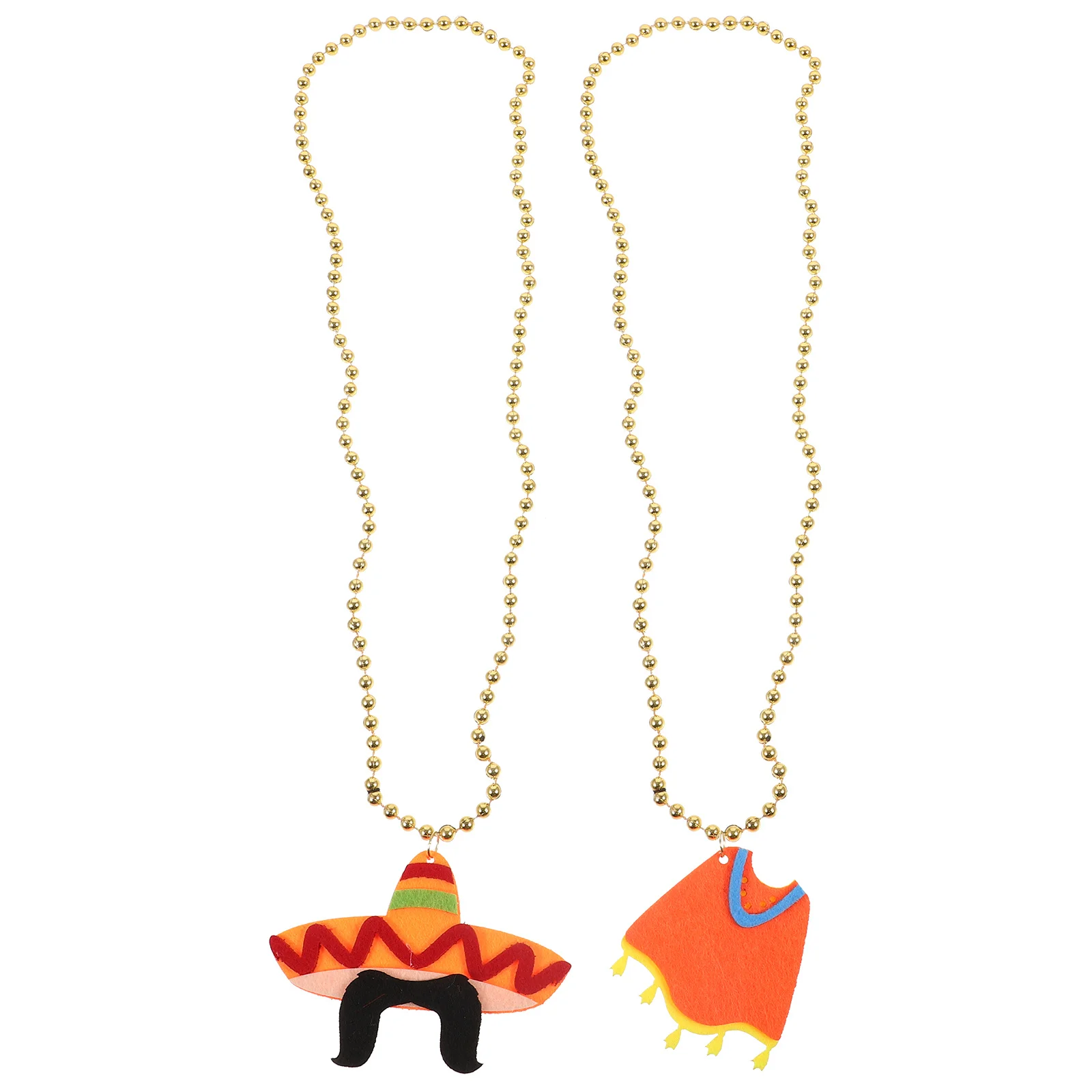 2Pcs Fiesta Party Necklace Colorful Mexican Theme Hanging Charm for Carnival Birthday Christmas Decoration Lovely Cartoon