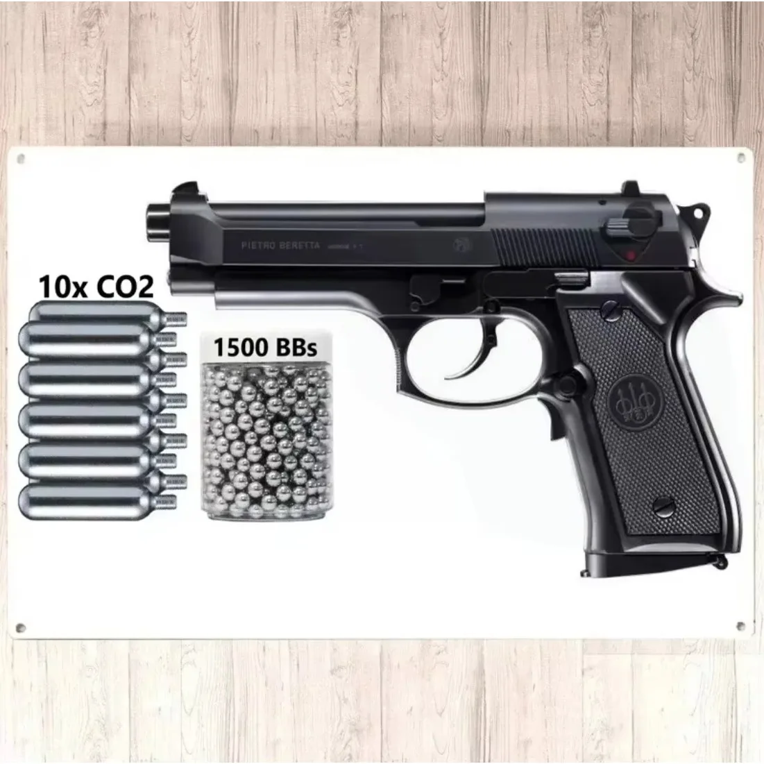 M1911 Pistol Metal Wall Sign.177 CO2 BB Air Pistol, Retro Metal Plaque,Easy-Hang Decor for Garage, Man Cave, Shooting Room,