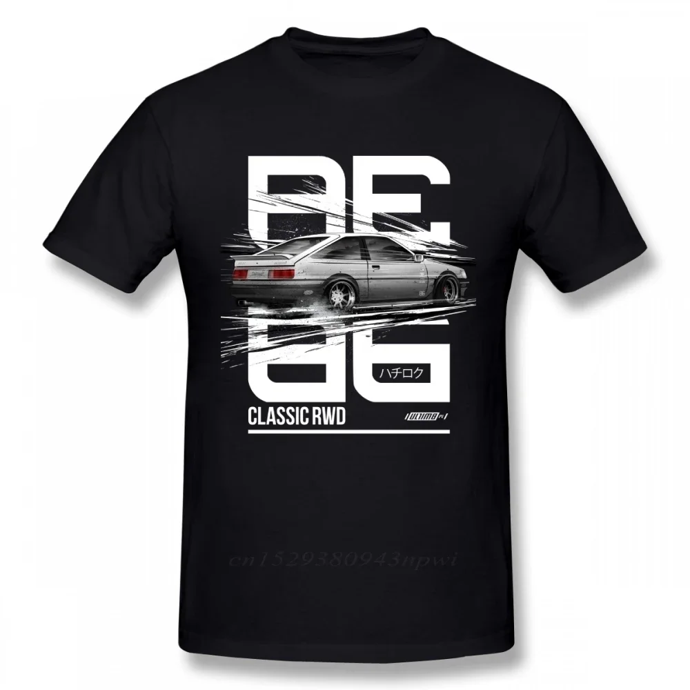 Cool AE86 Car T-shirt Anime Initial D Fujiwara Takumi HachiRoku Men T Shirt Harajuku Tee Christmas Gift Tshirt Cotton Fabric