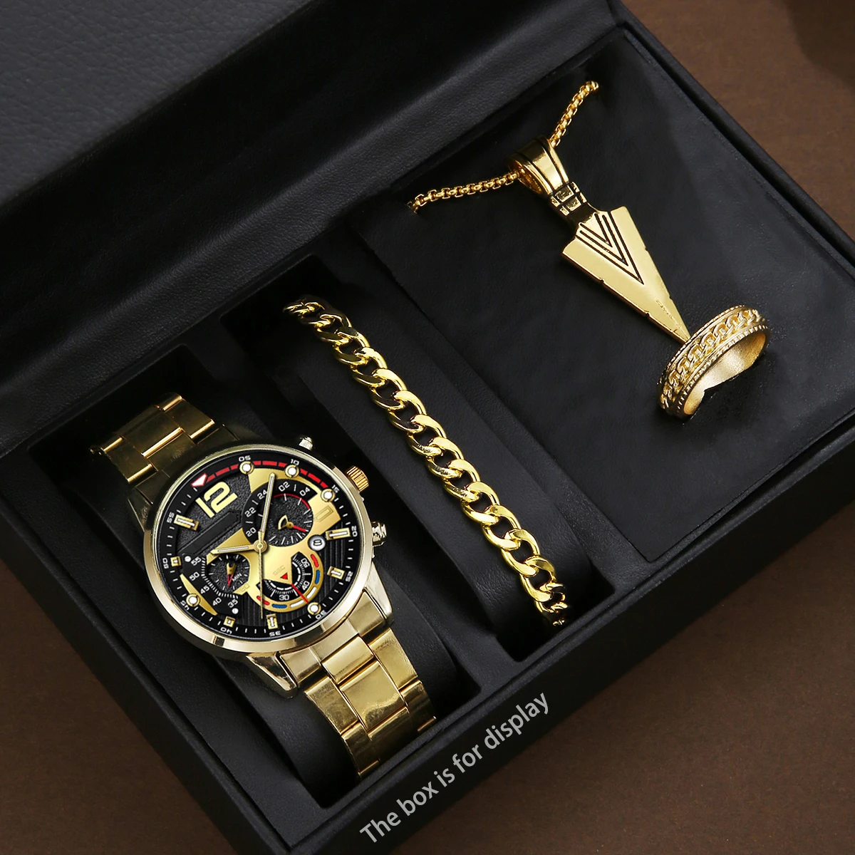 

4pcs men's fashionable all-match handsome watch set birthday and holiday gift