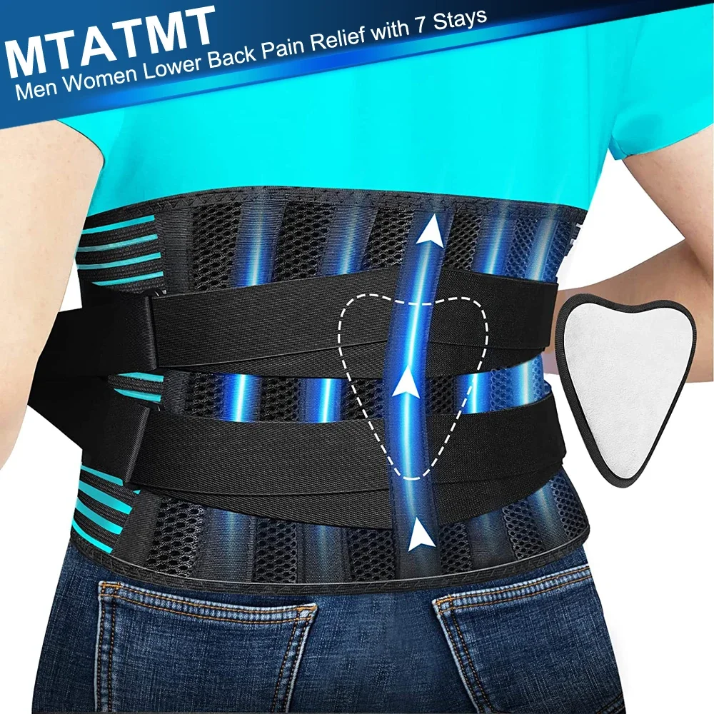 

Back Brace for Men Women Lower Back Pain Relief with 7 Stays and Removable Lumbar Pad - Lumbar Braces for Sciatica Scoliosis