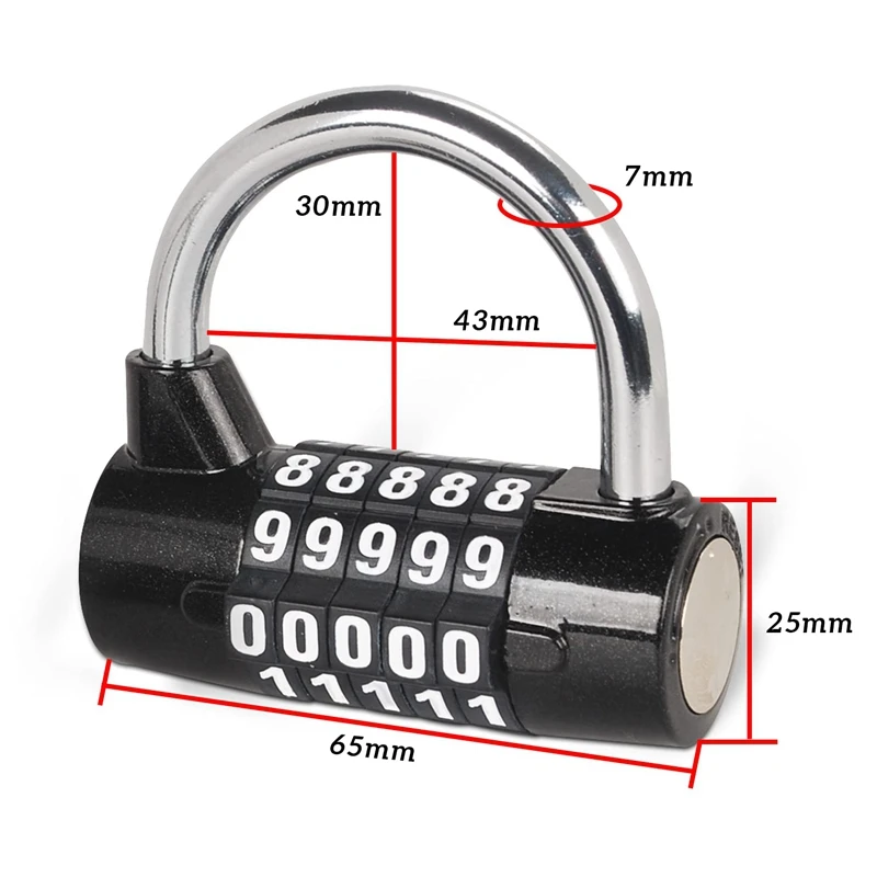 Gym Locker Lock,5-Dial Padlock,Digit Combination Lock,Set Your Own Keyless Resettable Combo 2 Pack