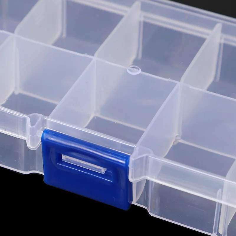 10 Grids Plastic Storage Box Adjustable Space Clear Jewelry Case for Bead Pills DIY Component Tool Organizer Nail Art Tip Case