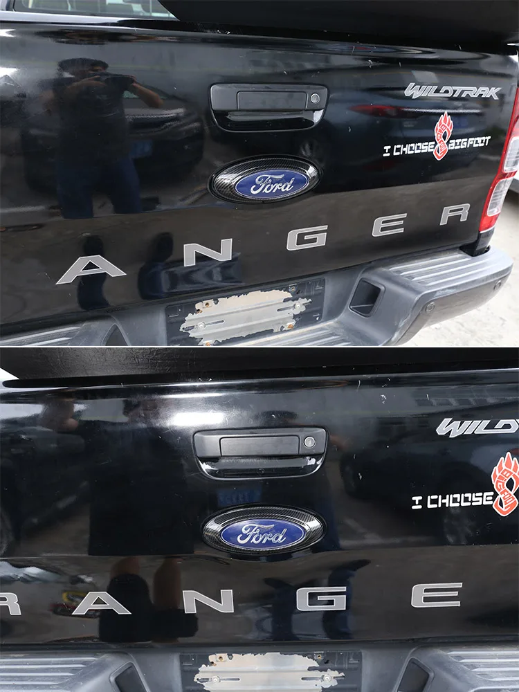 Für Ford Ranger Wildtrak T6 T7 T8 2015-2022 ABS Carbon Faser/Schwarz Auto Heckklappe Logo Abdeckung dekorative Aufkleber Auto Zubehör – Detail 4