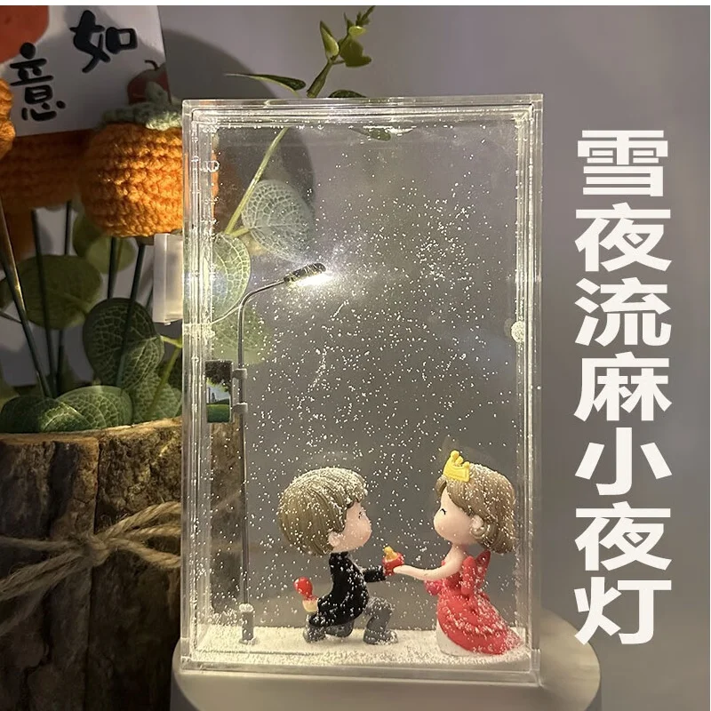 

Snowy Night Flowing Маленький ночник Уличный фонарь Моделирование снега Материал «сделай сам» Комплект игрушек Рождественский подарок Кукла-снеговик для детей