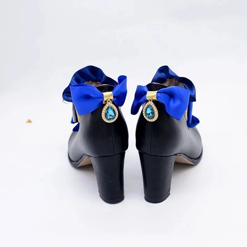 qq28LQBlack Furina Focalors تأثيري أحذية دور اللعب لعبة أحذية كعب 5 سنتيمتر حجم مخصص