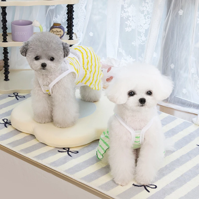 Primavera Estate Strisce sottili Bikini Vestiti per cani e gatti Vestito per cuccioli Abbigliamento a fionda per cani di piccola taglia media Gonna per gattini Forniture per animali domestici