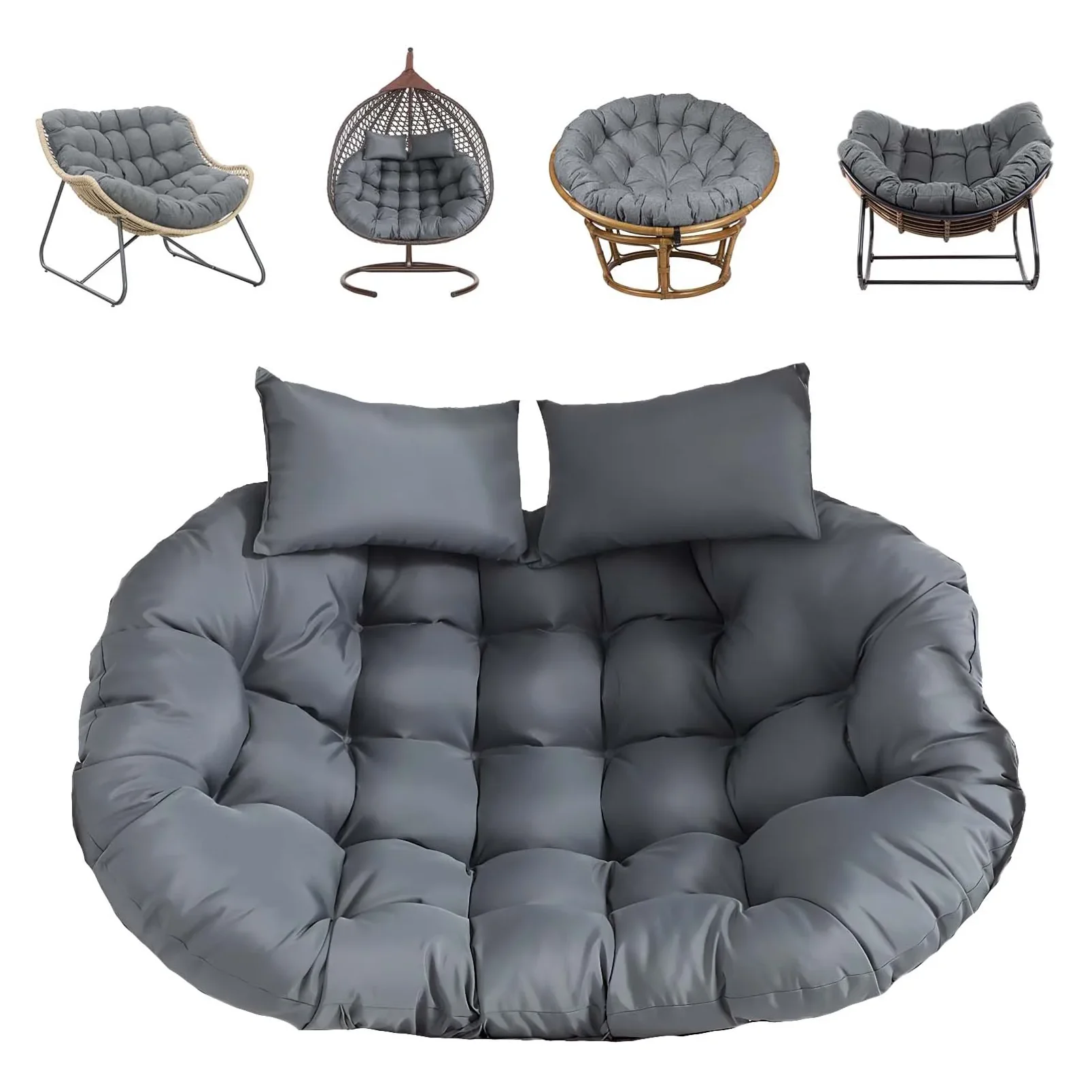 NONE Coussin de remplacement épaissi et imperméable pour chaise suspendue double, pour l'extérieur et l'intérieur, pour chaise à bascule 2 places, pour patio, jardin, balcon