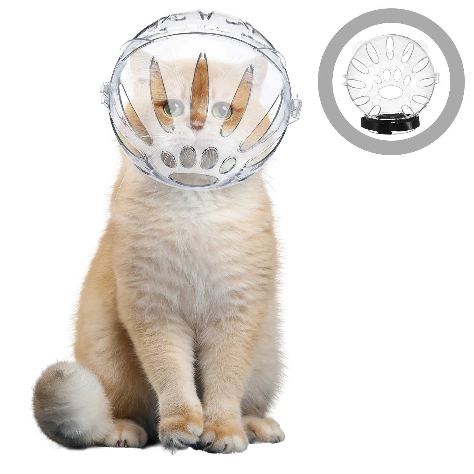 

Cat Clear Protective Hood Stop Biting Chewing Grooming Surgery Recovery Anti Licking For Cats Transparent Round Bubble