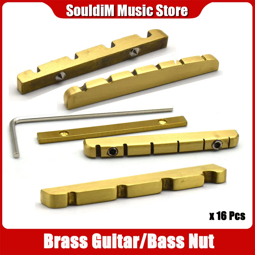 

16 Pcs 4/6 String 42.5mm/42mm/38mm Guitar Bridge Nut Electric Guitar Slotted Brass Nut ST Guitar Accessories