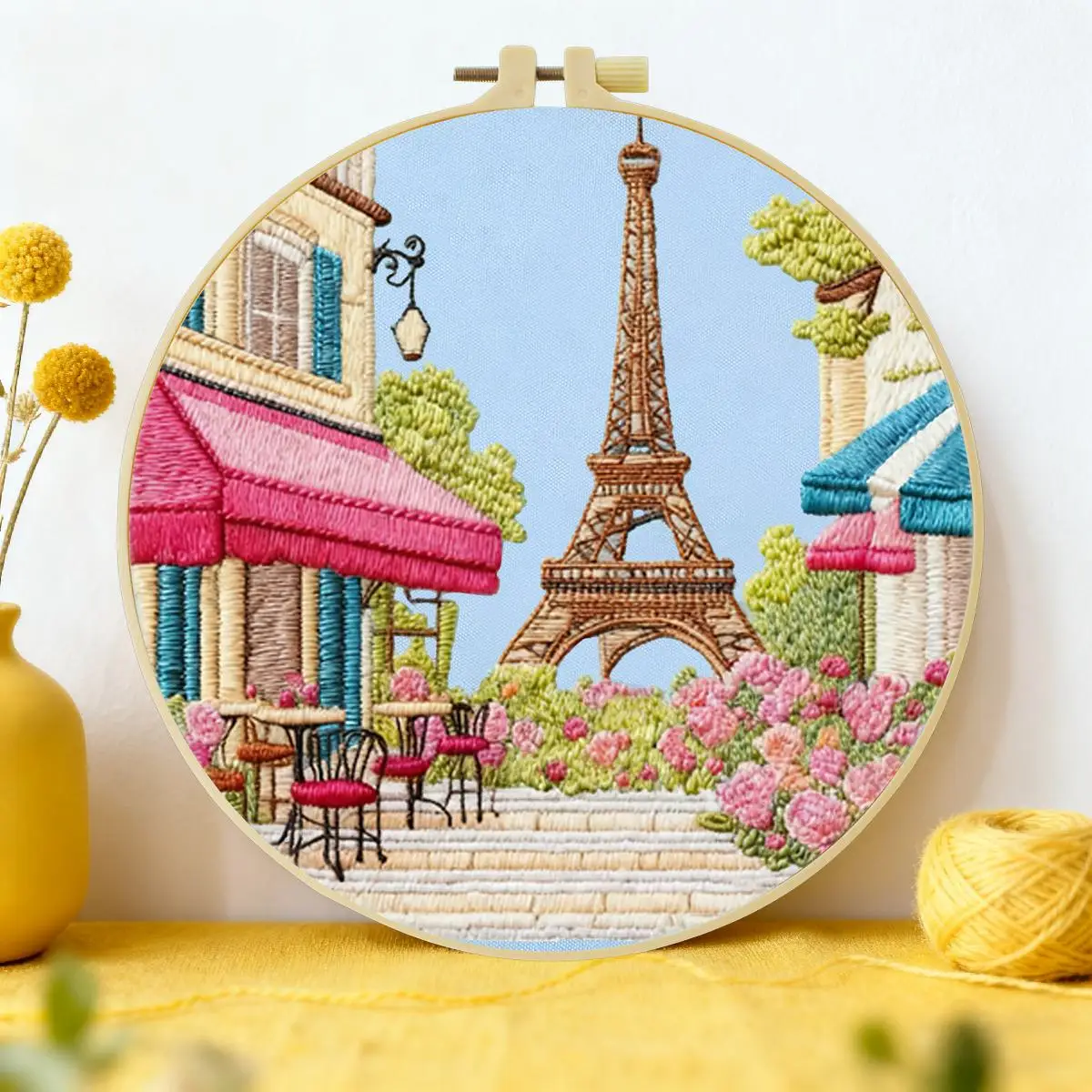 1 Stück 20X20CM/15X15CM 7,87/6,3 Zoll Architektur-Stickerei-Starter-Kit DIY-Kit DIY-Stickerei-Set Handarbeiten Nähkunst – Detail 3