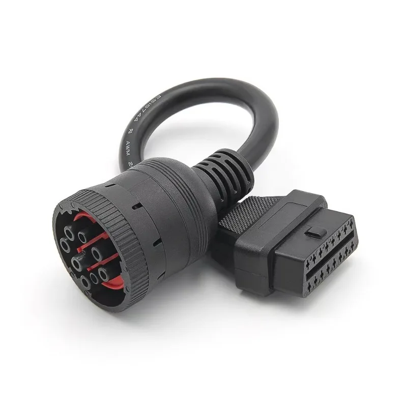 J1939 Heavy Truck Diagnostic Cable - 9-Pin to OBD2 16-Pin Female Adapter