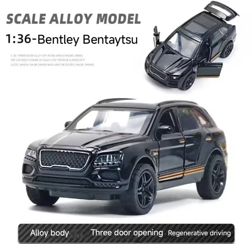 1/36 Bentayga Three door High imitation Alloy Off road Vehicle Power Back Children's Toy Boy Collection Gift