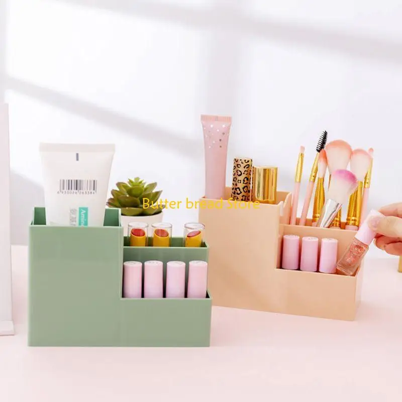 W89C Plastic Compartment Pen Holder Simple Storage Ruler Note Stickers Eraser Boxes