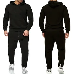 Basic Men/Women 2Pcs/Sets Sweatshirt Hoodies Pants 2024 Male Gyms Fitness Tops Joggers Sportswear Tracksuits Couples Wear Unisex