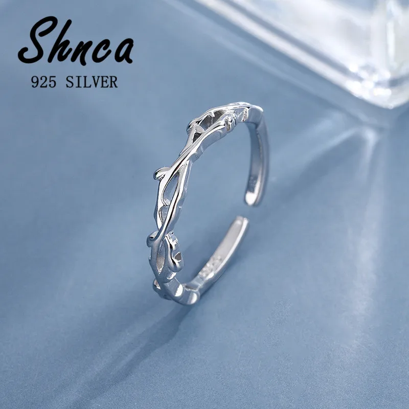 Simple New Trendy 925 Sterling Silver Geometric Tree Branch Open Rings For Women Girl XR083