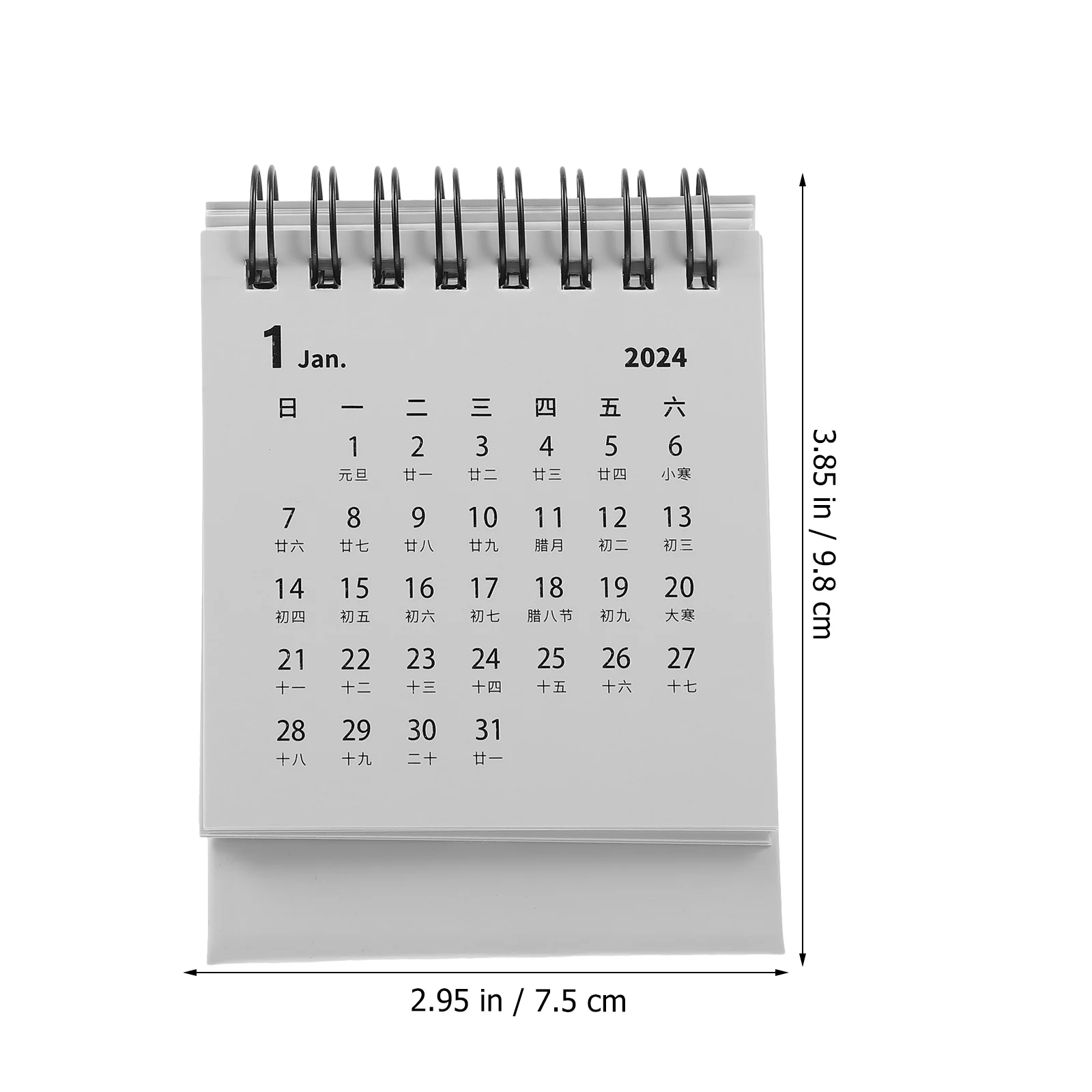 Mini-bureaukalender 2024, eenvoudige desktopplanner (Morandi Black) (20239- 202412 ) Kantoordecoratie Kleine kalenders Decoratief