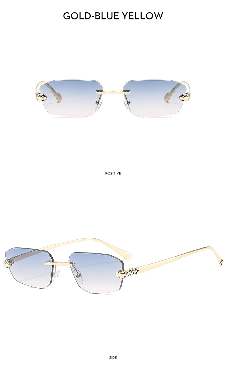 Beliebte Marke Braun Quadrat Frauen Sonnenbrille Mode Luxus Randlose Rechteck Sonnenbrille Weibliche Shades UV400 Vintage Brillen – Detail 18