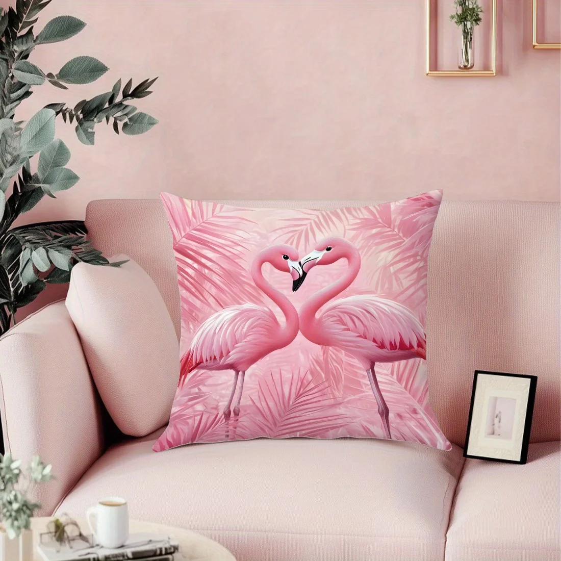 VIKAMA Flamingo and Tropical Leaf Pattern Cushion Covers Suitable for Study, Bedroom and Living Room Decorative Cushions