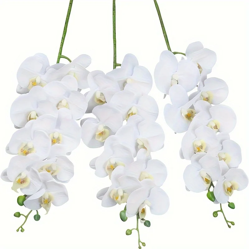 3Pcs 9-Head Flowers 38inch Artificial Butterfly Orchid Bouquet Artificial Flowers for Wedding Decoration Home Garden Room Decor