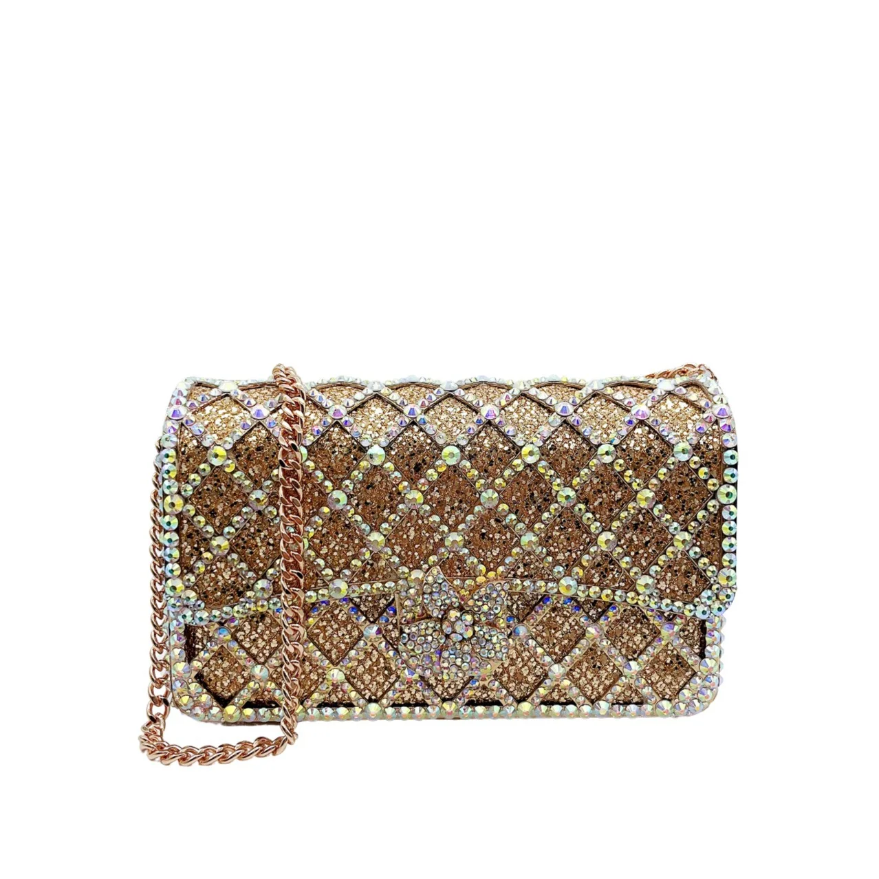 

2025New Small Fragrant Checked Diamond Set Dinner Bag Banquet Diamond Clutch Shoulder Women's Bag Rhinestone Billeteras De Mujer