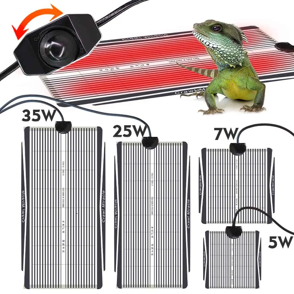 5/15/25/35W Seedlings Heating Pad with Temperature Adjustment Waterproof Reptile Heat Mats Indoor Garden Tortoise Snakes Lizard