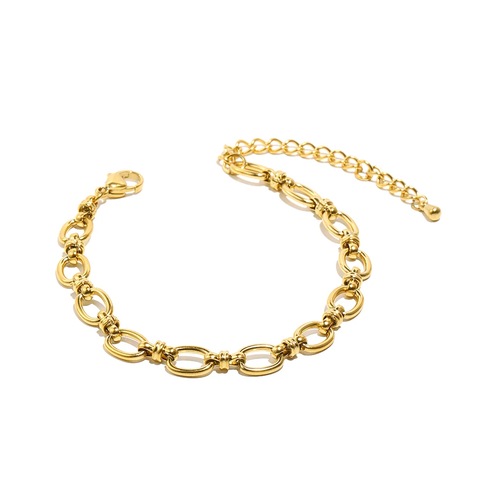 E.B.belle Minimalist Splicing Cross Buckle Bracelet 14K Gold Plated Women's Hand Bracelets 316L Stainless Steel Jewelry