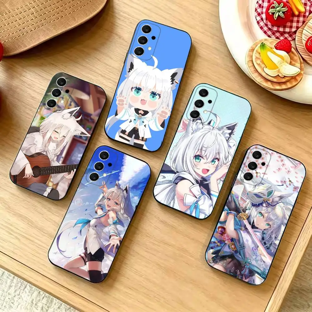 White Fox Ears Anime Girl phone Case For Samsung  S26,S25,S24,S21,S22,S23,S30,Ultra,S20,Plus,Lite/Others Shockproof,Black Cover