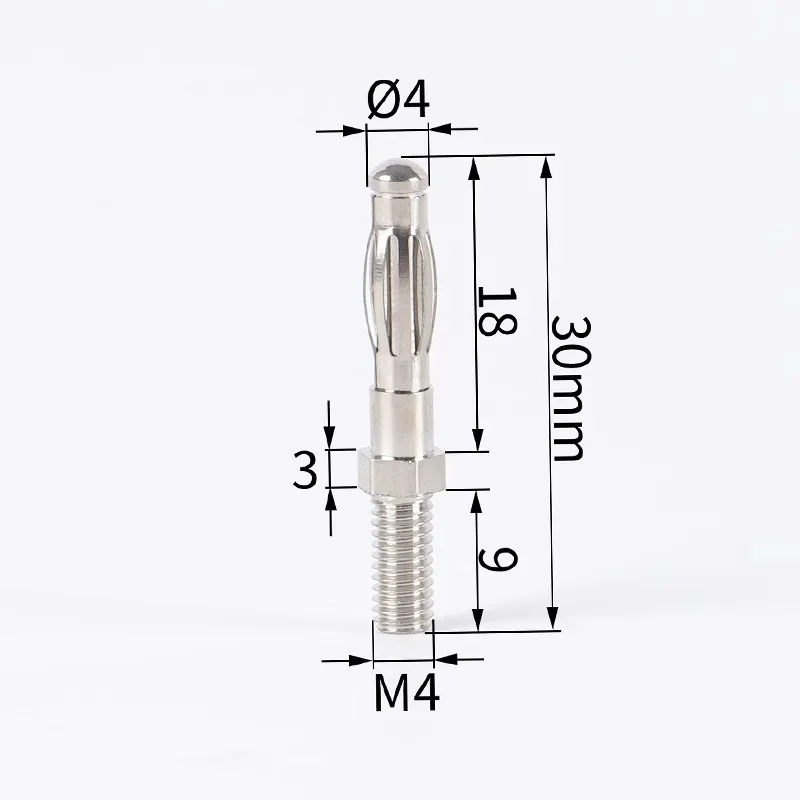 40Pcs Uninsulated Banana Plug 4mm Thread Bolt Fitted for M4 Panel Installation Screw Connector Copper Nickel Plating