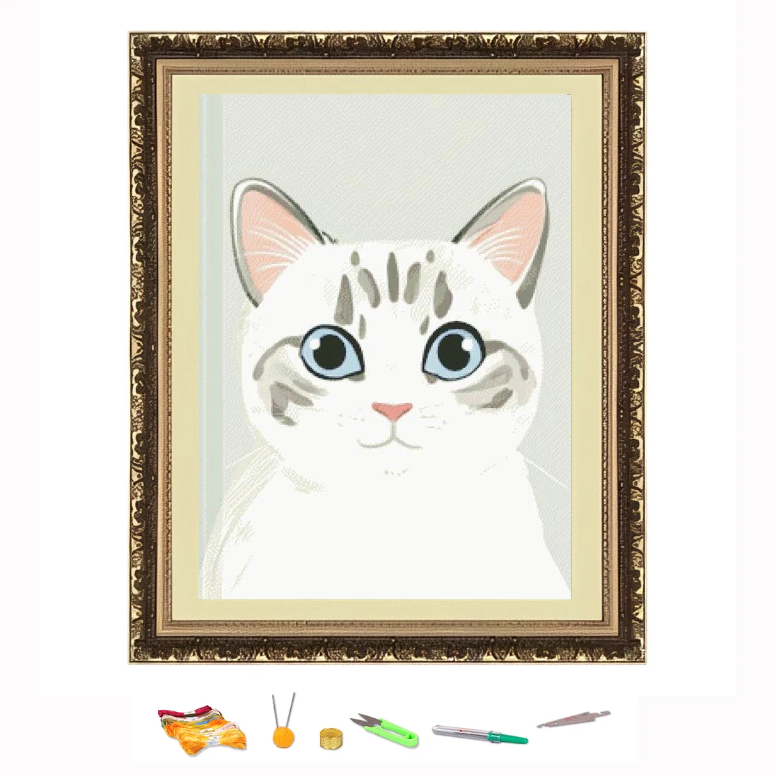 

Вышивка крестиком, мультяшная кошка, нить для рисования, набор для рукоделия «сделай сам», украшение, напечатанный на Canva 11CT