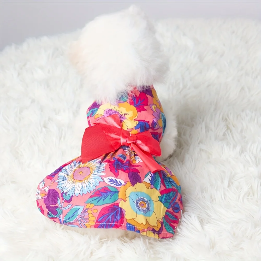 Summer Thin Dog Clothes Flower Print Princess Dress Fashion Pet Dresses For Small Medium Large Dog