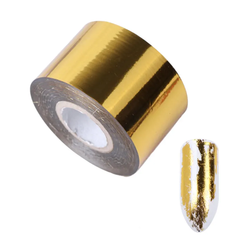 1 rolle Silber Gold Nagel Folie Metall Wirkung Starry Folie Papier Transfer Aufkleber Maniküre Nagel Dekorationen 4cm * 120m Band