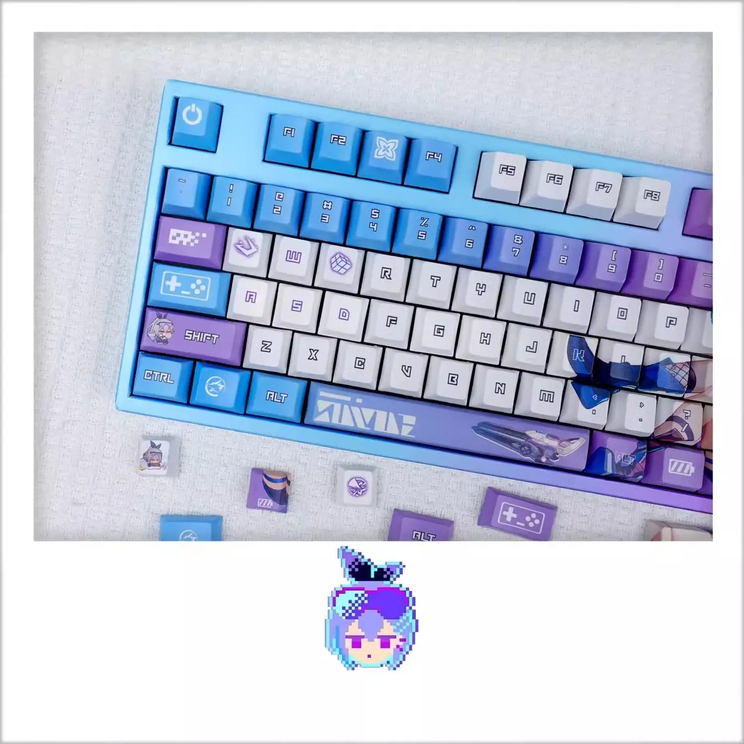 Honkai: Star Rail keycaps Silver Wolf Keycaps Game Key Cap Anime 120 Keys PBT DYE SUB Cherry MX Switch for Mechanical Keyboard