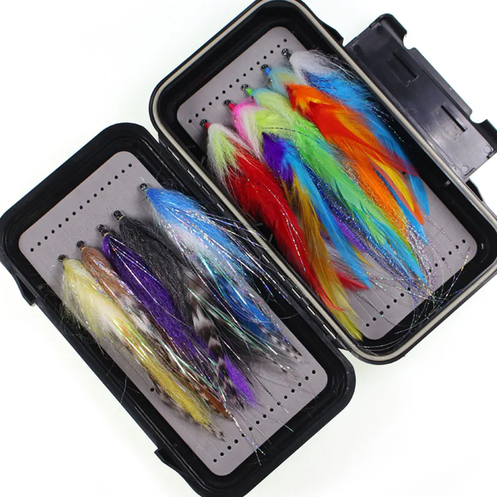 Bimoo 10 Stück Fliegen Fisch Streamer Kit Hahn Hackle Feder Streamer EP Seidige Faser Streamer Forelle Bass PIke Meeresangelköder – Detail 9