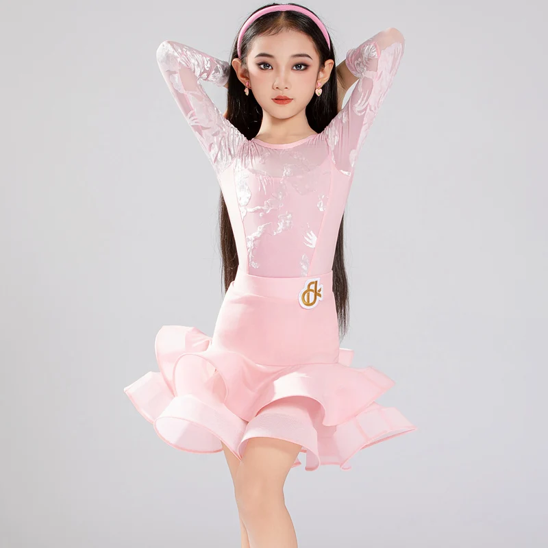 Salsa Latin Dance Dress Girls Children Latin Practice Dress Ballroom Dress Standard Samba Tango Dance Costume Girls Dance Skirt